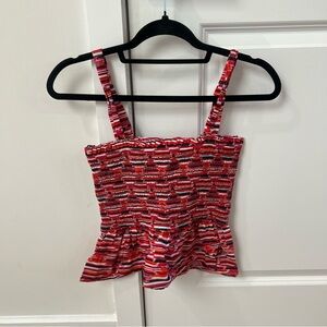 LOFT Colorful Smocked Peplum Tank Top